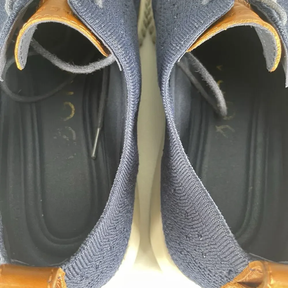 Cole Haan Navy Knit Wingtip Derby with White Sole